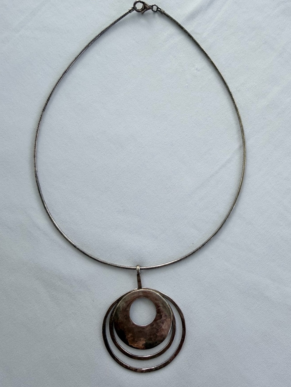 Sterling Silver Circular Pendant Necklace - Women Jewelry